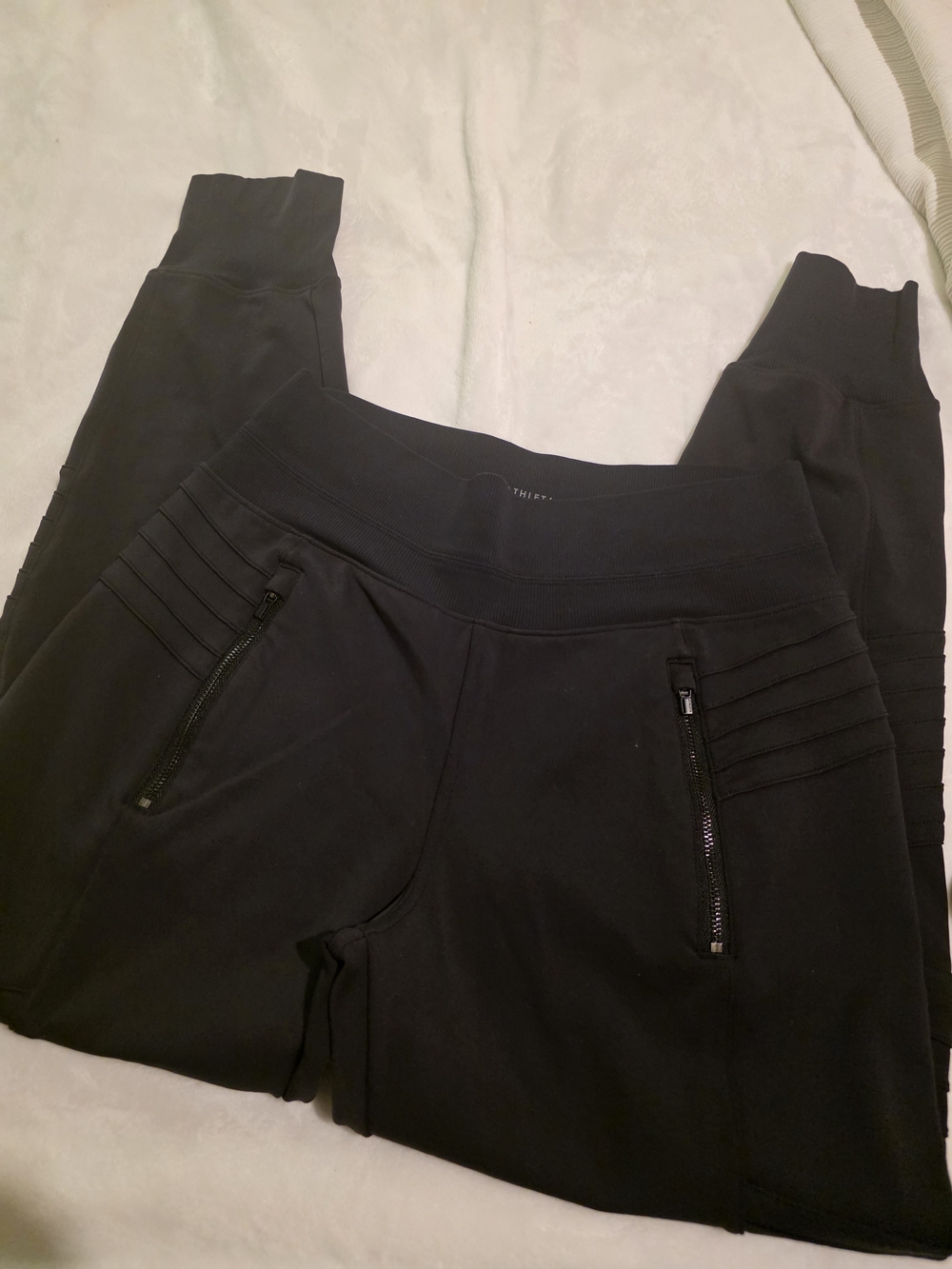 Athleta Black Moto-Style Zip Jogger Pants
